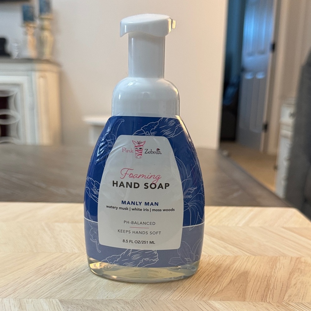 Pink Zebra Manly Man Blue Foaming Hand Soap